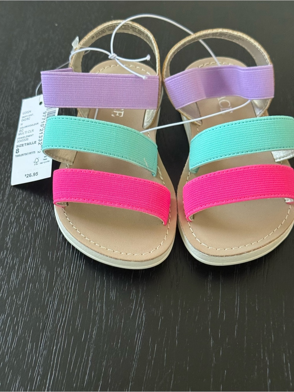 The Children's Place Girls' Pink, Mint & Lavender Elastic-Strap Sandals